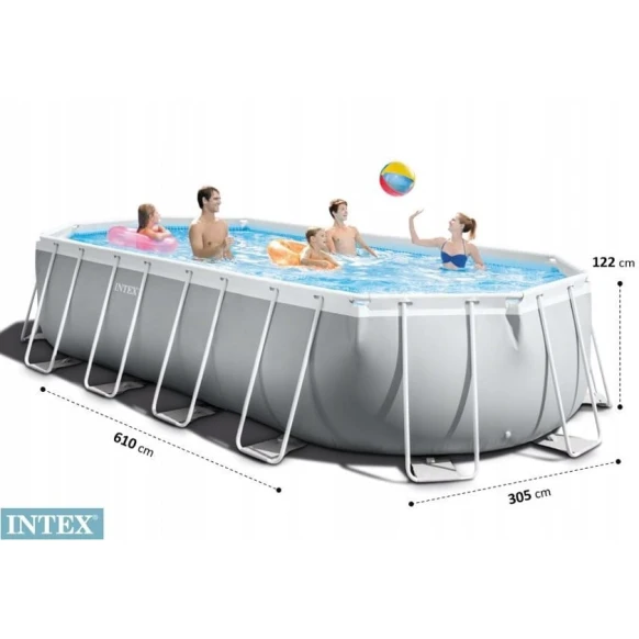 Бассейн каркасный Intex H26225588798, 610x305x122 см, 18202 л, серый