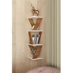 Полка настенная Art Mebel 60, ламинат, 85х22х22 см, белая/коричневая Полка настенная Art Mebel 60, ламинат, 85х22х22 см, белая/коричневая