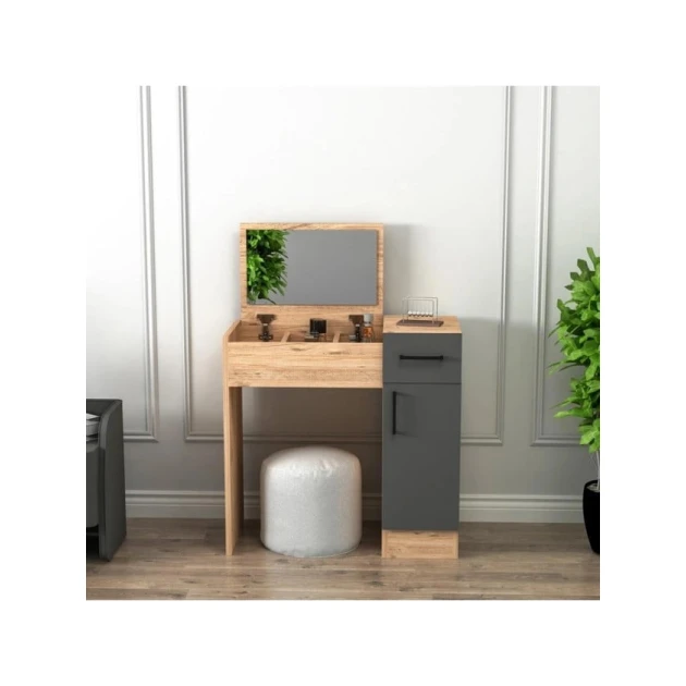 Туалетный столик Art Mebel 5, ламинат, 120x80x40 см, вотан/антрацит Туалетный столик Art Mebel 5, ламинат, 120x80x40 см, вотан/антрацит