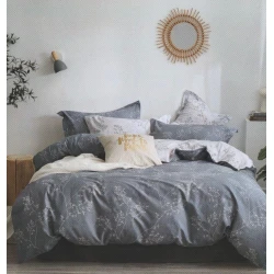 Комплект постельного белья MiraNova SF-735, пододеяльник 200x220 см, простыня 250x250 см, наволочка 50x70 см, двуспальный, хлопок, белый/серый