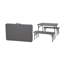 Piknik üçün dəst Redcliffs: masa və 2 skamya, hissəli, 102sm, qara