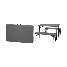 Piknik üçün dəst Redcliffs: masa və 2 skamya, hissəli, 102sm, qara