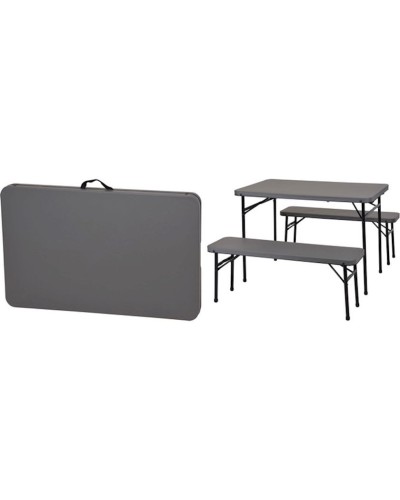 Piknik üçün dəst Redcliffs: masa və 2 skamya, hissəli, 102sm, qara
