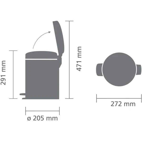 Zibil vedrəsi Brabantia NewIcon, 29.1x20.5x27.2 sm, metal, pedallı, 5 l, boz Zibil vedrəsi Brabantia NewIcon, 29.1x20.5x27.2 sm, metal, pedallı, 5 l, boz