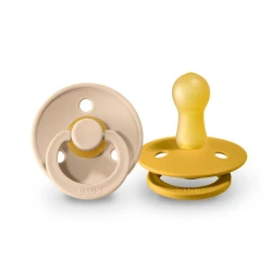 Набор пустышек BIBS Colour, 2 шт, 0-6 месяцев, латекс, розовый/желтый
