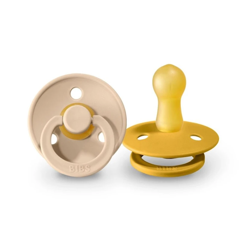 Набор пустышек BIBS Colour, 2 шт, 0-6 месяцев, латекс, розовый/желтый