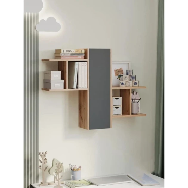 Полка ev_12116116, ламинат, серый/коричневый, 99x20x74 см Полка ev_12116116, ламинат, серый/коричневый, 99x20x74 см