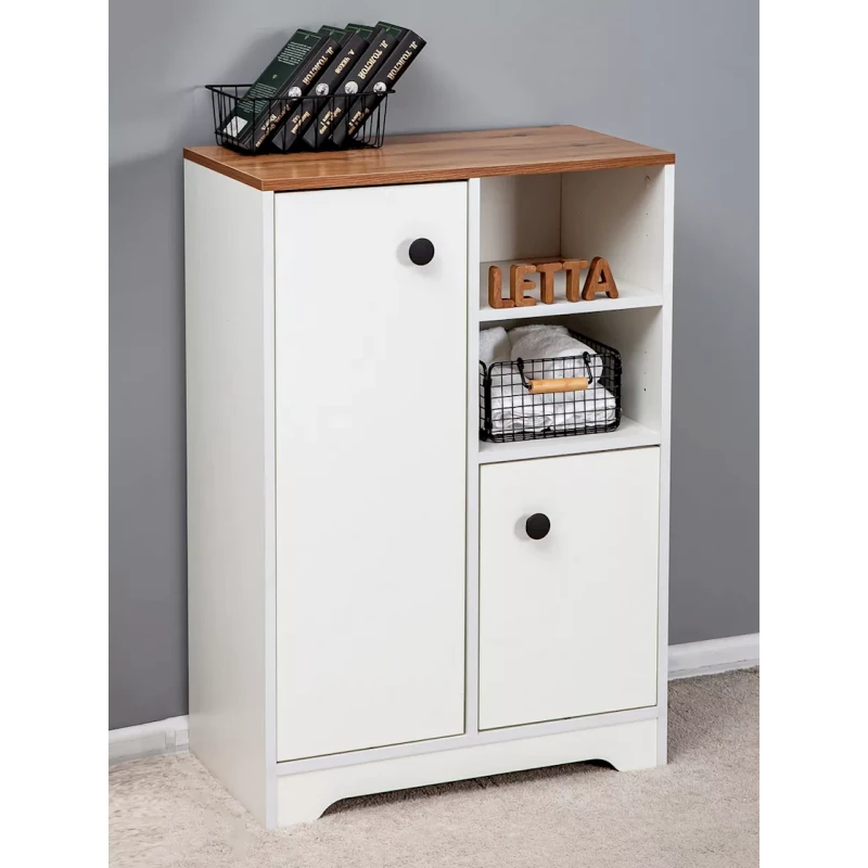 Тумба 94x65x36 см, ЛДСП, белая/коричневая