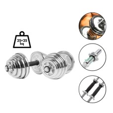 Nikel qantel dəsti, 2 x 25 kq, paslanmayan, rezin tutacaq - WS0013
