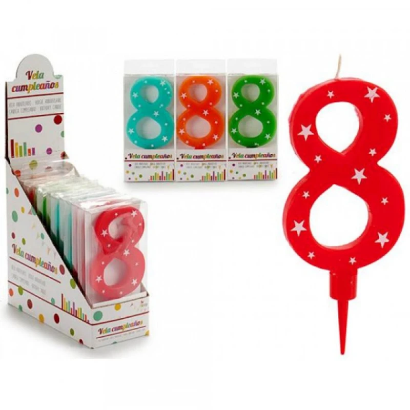 Свеча-цифра Arte Regal, цифра 8, 17 см, парафин, в асортименте