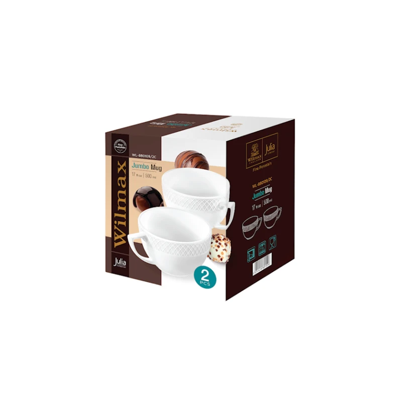Набор кружек Wilmax Julia WL‑880109/2C, 500 мл, фарфор, белая Набор кружек Wilmax Julia WL‑880109/2C, 500 мл, фарфор, белая
