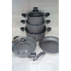 Qab-qacaq dəsti SHA-00002481, qranit, qara, 9 parça