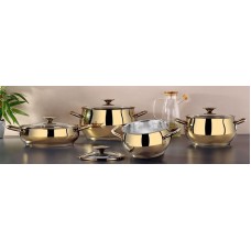 Qazan dəsti Bonera Lale Stella Belly 4681, 8 parça, qızılı
