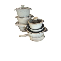 Qazan dəsti, qranit, ağ, 12 parça, 20/24/28/32 sm