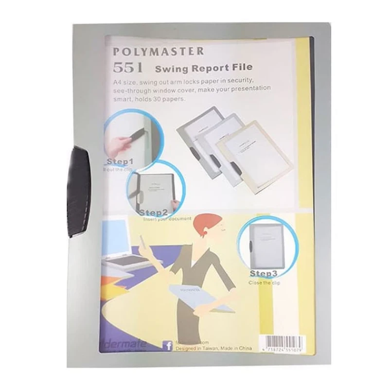 Пластиковая папка Foldermate Polymaster 551, прозрачная/серая Пластиковая папка Foldermate Polymaster 551, прозрачная/серая