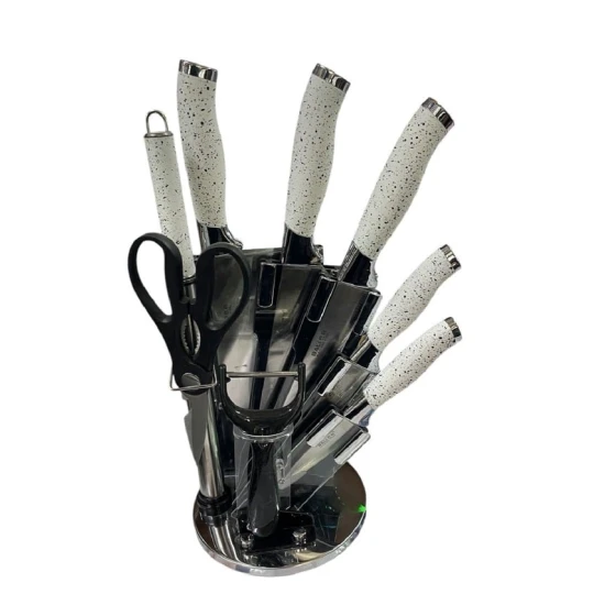 Mətbəx bıçaqları dəsti 2612, metal, ağ, 9 parça