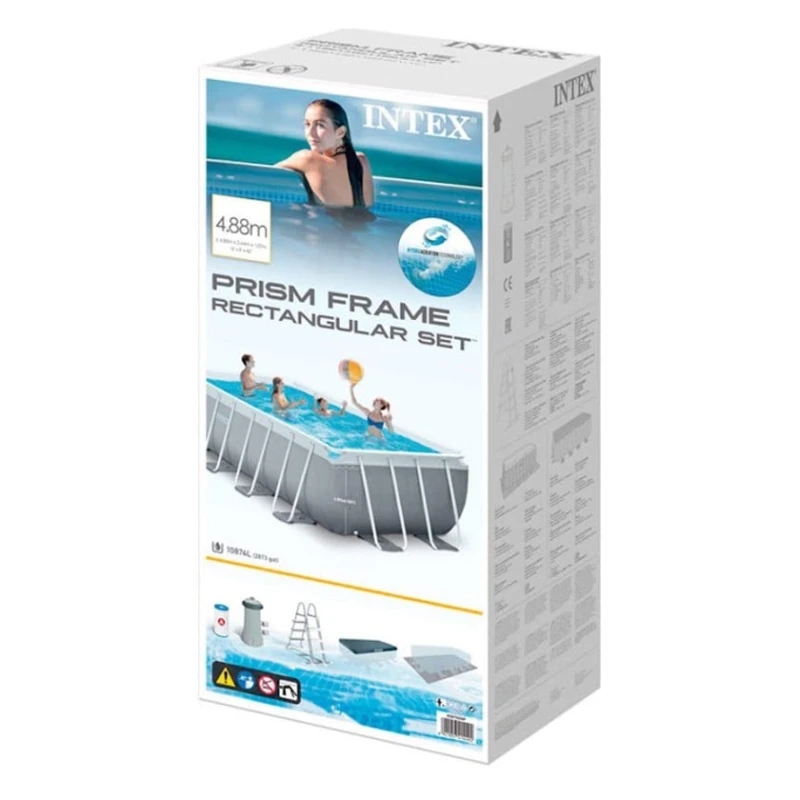 Каркасный бассейн İntex Rectangular Frame H26792NP, серый, 488x244x107 см, 10874 л Каркасный бассейн İntex Rectangular Frame H26792NP, серый, 488x244x107 см, 10874 л