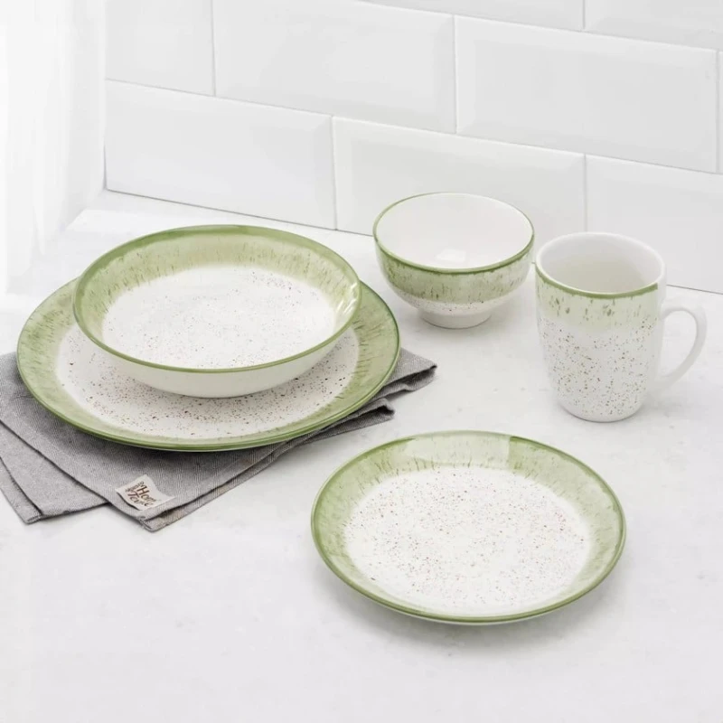 Чашка Ardesto Siena AR2936SWG, фарфор, белая/зеленая, 360 мл