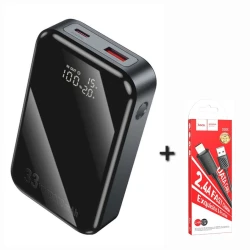 Внешний аккумулятор Hoco Power Bank Q30 Fast Charge 10000mAh PD и подарок Hoco X88 Usb Lightning Black