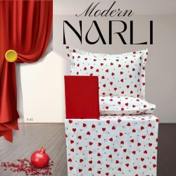 Комплект постельного белья Nar-Lı-001026, простыня 180x240 см, пододеяльник 160x220 см, наволочка 1 шт x 50x70 см, односпальный, хлопок, разноцветный