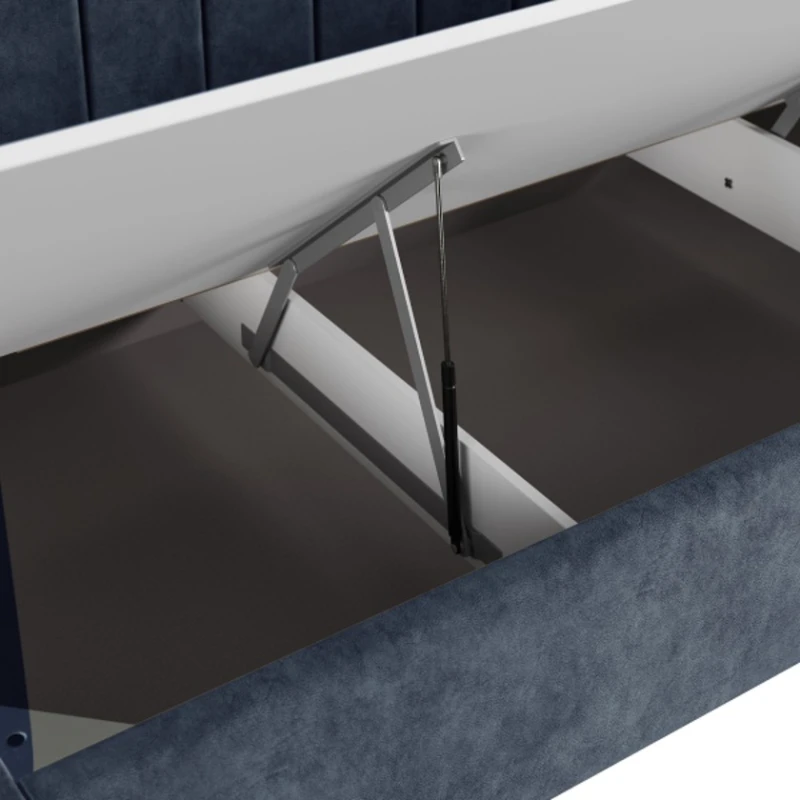 Односпальная кровать Art_tek_yataq (100) 65, ламинат/текстиль, серая, 200x85x100 см