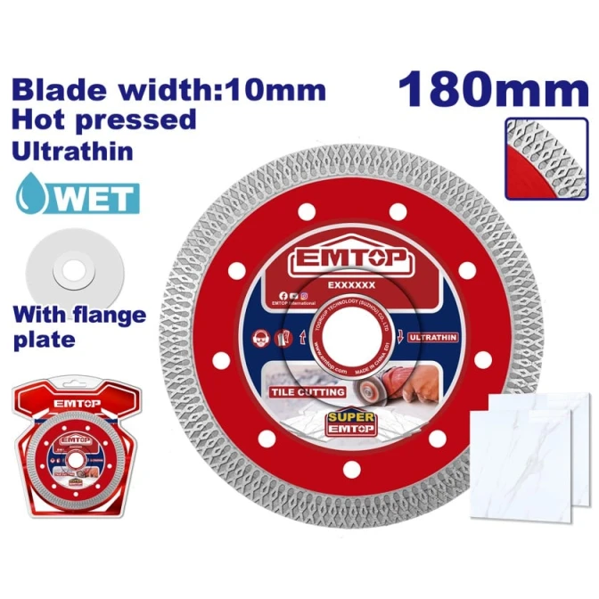 Диск отрезной алмазный Emtop EDDCH81801, 180x10x22.2 мм