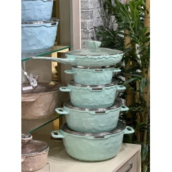 Qab-qacaq dəsti Life Smile LF-SM-013, firuzəyi, 5 parça