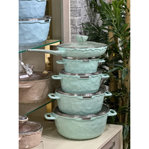 Qab-qacaq dəsti Life Smile LF-SM-013, firuzəyi, 5 parça Qab-qacaq dəsti Life Smile LF-SM-013, firuzəyi, 5 parça