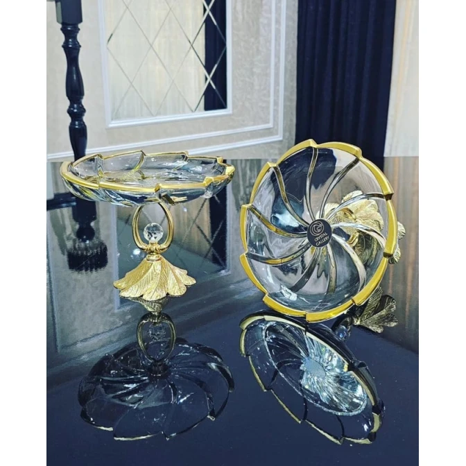 Şirniyyat qabı Gallery Home GLR-096, şəffaf/qızılı, 20 sm, 1 əd