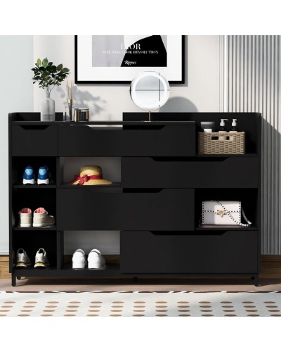 Ayaqqabı üçün tumba Art Mebel 47, laminat, qara, 130х110х30 sm