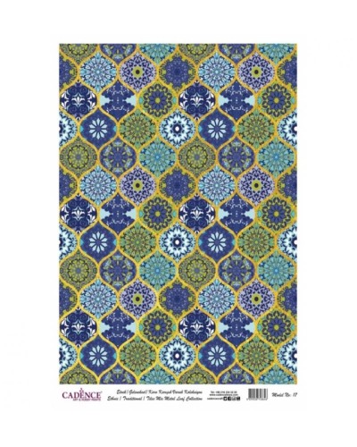 Dekupaj üçün düyü kağızı Cadence Metal Leaf Rice Paper Background Gold 017