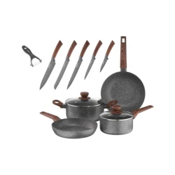 Набор посуды Ardesto Midori AR1912CGS, нержавеющая сталь, серый, 12 шт