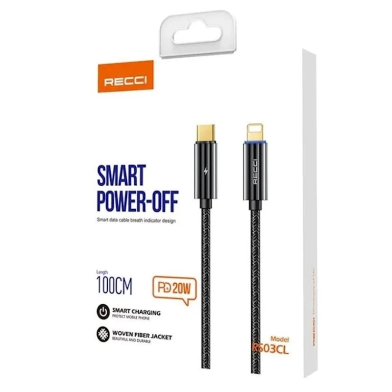 Кабель USB Recci RS03CL USB-C - Lightning, 1 м Кабель USB Recci RS03CL USB-C - Lightning, 1 м