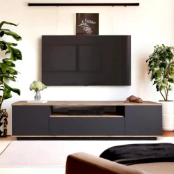 Тумба Ev Plus ev_12116006, ЛДСП, антрацит, коричневый, 180x44.5x44.6 см Тумба Ev Plus ev_12116006, ЛДСП, антрацит, коричневый, 180x44.5x44.6 см