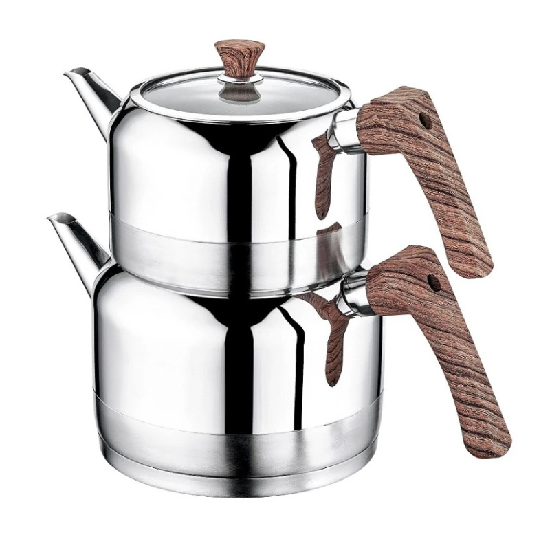 Набор чайников Evimsaray Doğa EVMS 1195, нержавеющая сталь, серебристый, 1300 + 2200 мл, 2 шт