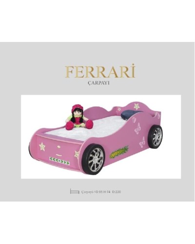Bir nəfərlik çarpayı Ferrari, laminat, çəhrayı, 95x74x220 sm