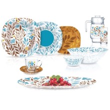 Süfrə qab-qacaq dəsti dəsti Luminarc Carine Alvis Blue, 46 əd, 6 nəfərlik, bərkidilmiş şüşə