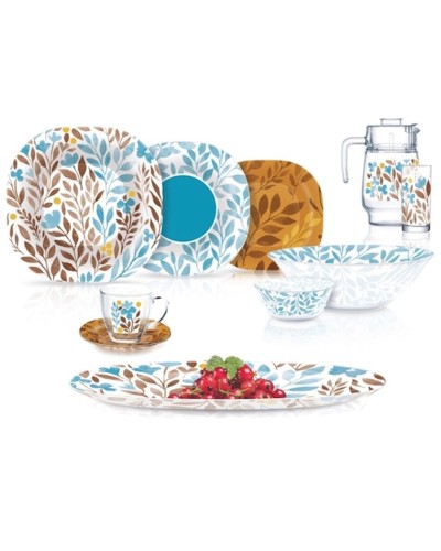 Süfrə qab-qacaq dəsti dəsti Luminarc Carine Alvis Blue, 46 əd, 6 nəfərlik, bərkidilmiş şüşə