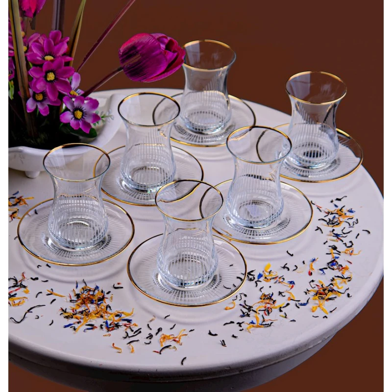 Çay dəsti Buta Glass EA00046, 6 nəfərlik 12 parça, şüşə, qızılı/şəffaf Çay dəsti Buta Glass EA00046, 6 nəfərlik 12 parça, şüşə, qızılı/şəffaf