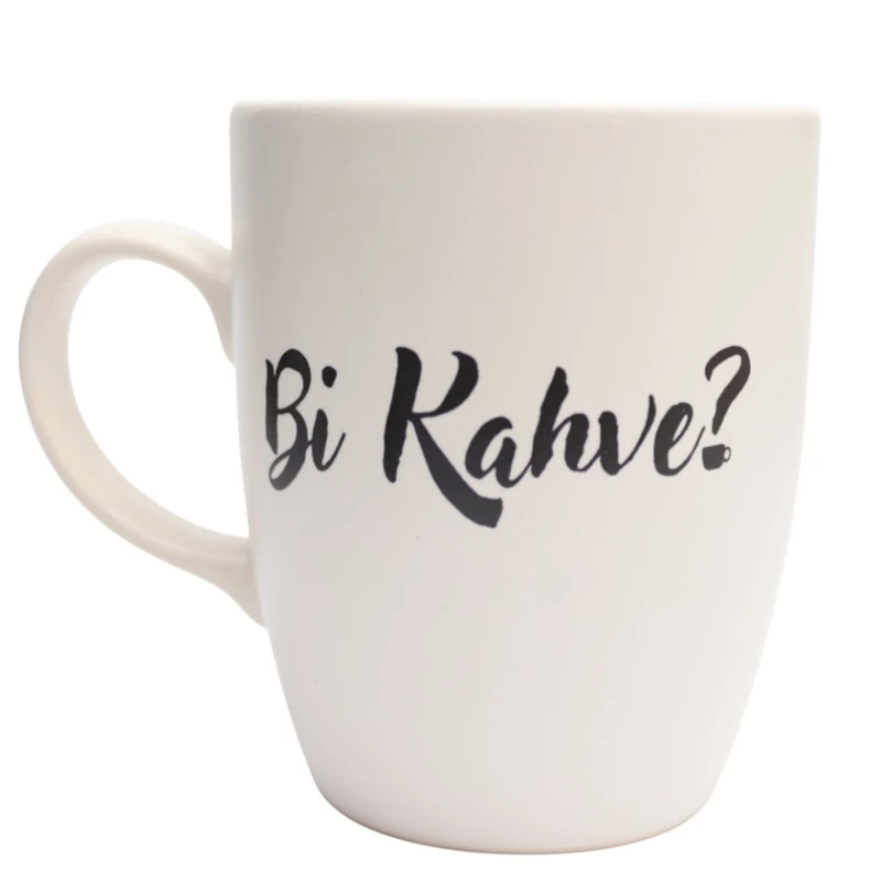 Krujka Bi Kahve? yazısı ilə, 250 ml, ağ/qara