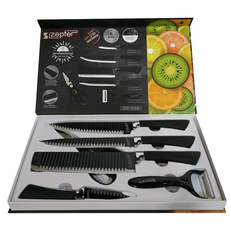Bıçaq dəsti Zepter ZP-008, polad, qara Bıçaq dəsti Zepter ZP-008, polad, qara