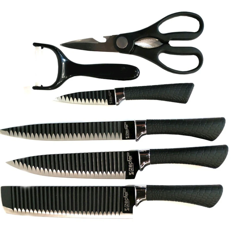 Bıçaq dəsti Zepter ZP-008, polad, qara Bıçaq dəsti Zepter ZP-008, polad, qara