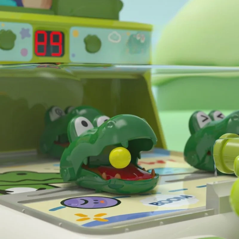 İnteraktiv elektrikli pinbol oyunu Krokodil, uşaqlar üçün, yaşıl