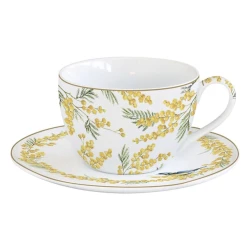 Набор чайный Easy Life Mimosa, 240 мл, фарфор, на 2 персон, белый/желтый