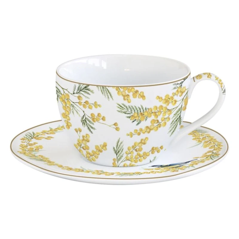 Набор чайный Easy Life Mimosa, 240 мл, фарфор, на 2 персон, белый/желтый Набор чайный Easy Life Mimosa, 240 мл, фарфор, на 2 персон, белый/желтый