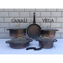 Qazan dəsti Canali Vega 00007, 9 parça, qızılı