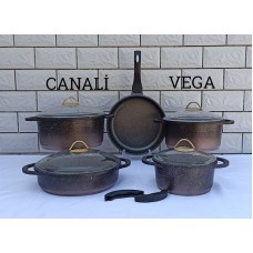 Qazan dəsti Canali Vega 00007, 9 parça, qızılı