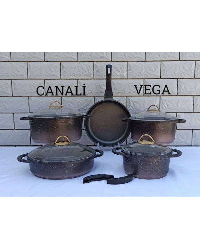 Qazan dəsti Canali Vega 00007, 9 parça, qızılı