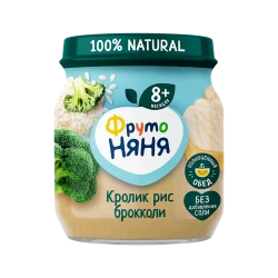 Овоще-мясное пюре ФрутоНяня Кролик, Рис, Брокколи, 100 г