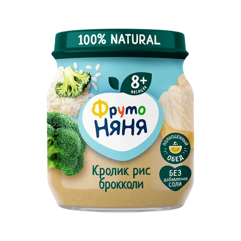 Овоще-мясное пюре ФрутоНяня Кролик, Рис, Брокколи, 100 г